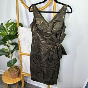 Kay Unger Brown Floral Embellished Dress sz 6